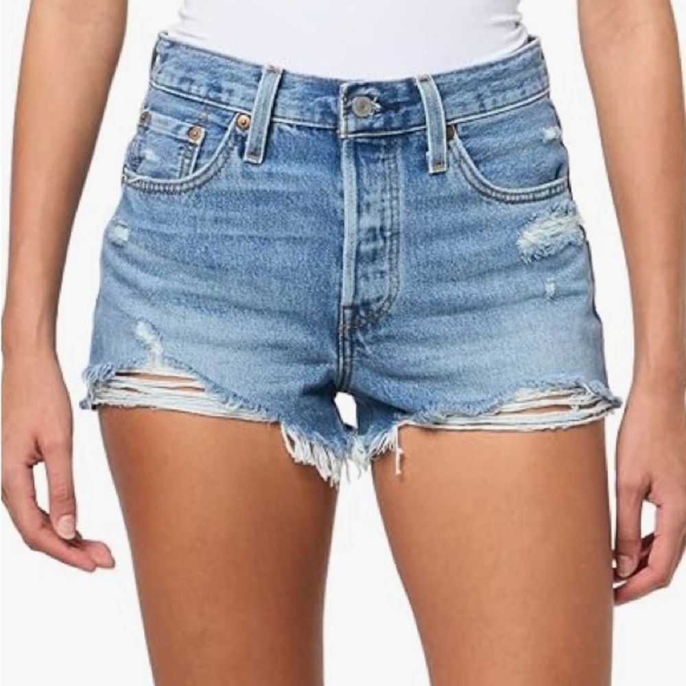 Levi’s Women's Blue Denim High Rise Cut Off Shorts NEW 31